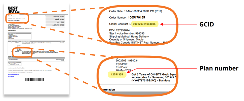 Online Purchase receipt instructions